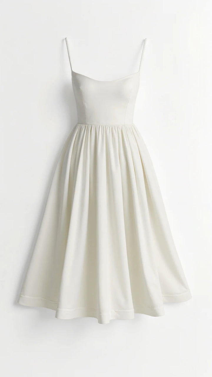 Strappy Scoop Neck Fit & Flare Cotton Midi Dress