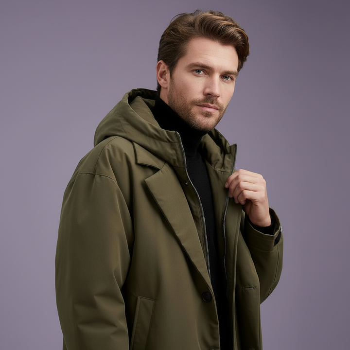 Callan | Men’s Long Waterproof Trench Coat with Hood