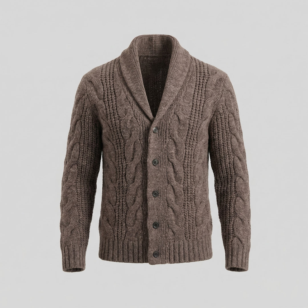 Graham | Men's Cable Knit Shawl Collar Cardigan