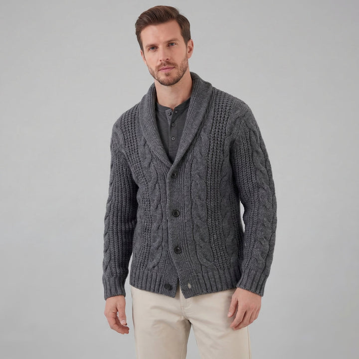 Graham | Men's Cable Knit Shawl Collar Cardigan
