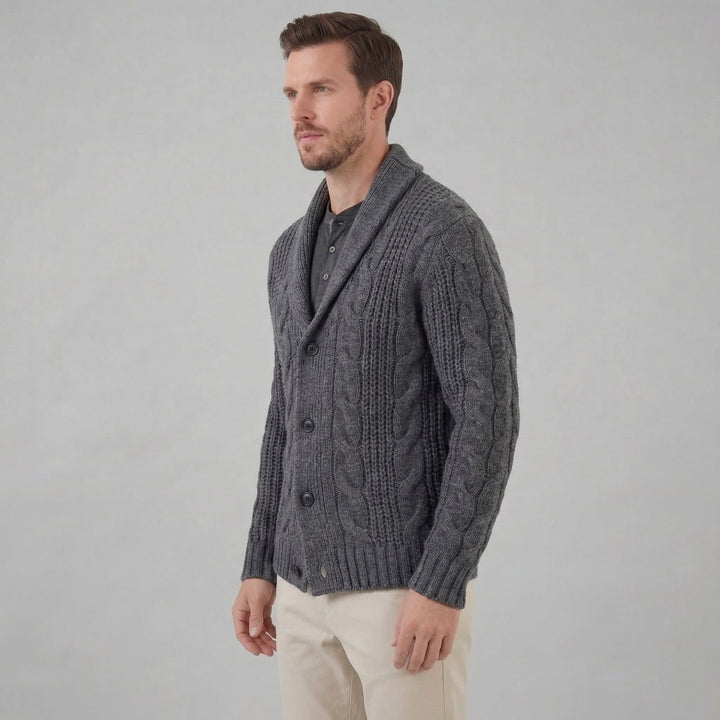 Graham | Men's Cable Knit Shawl Collar Cardigan