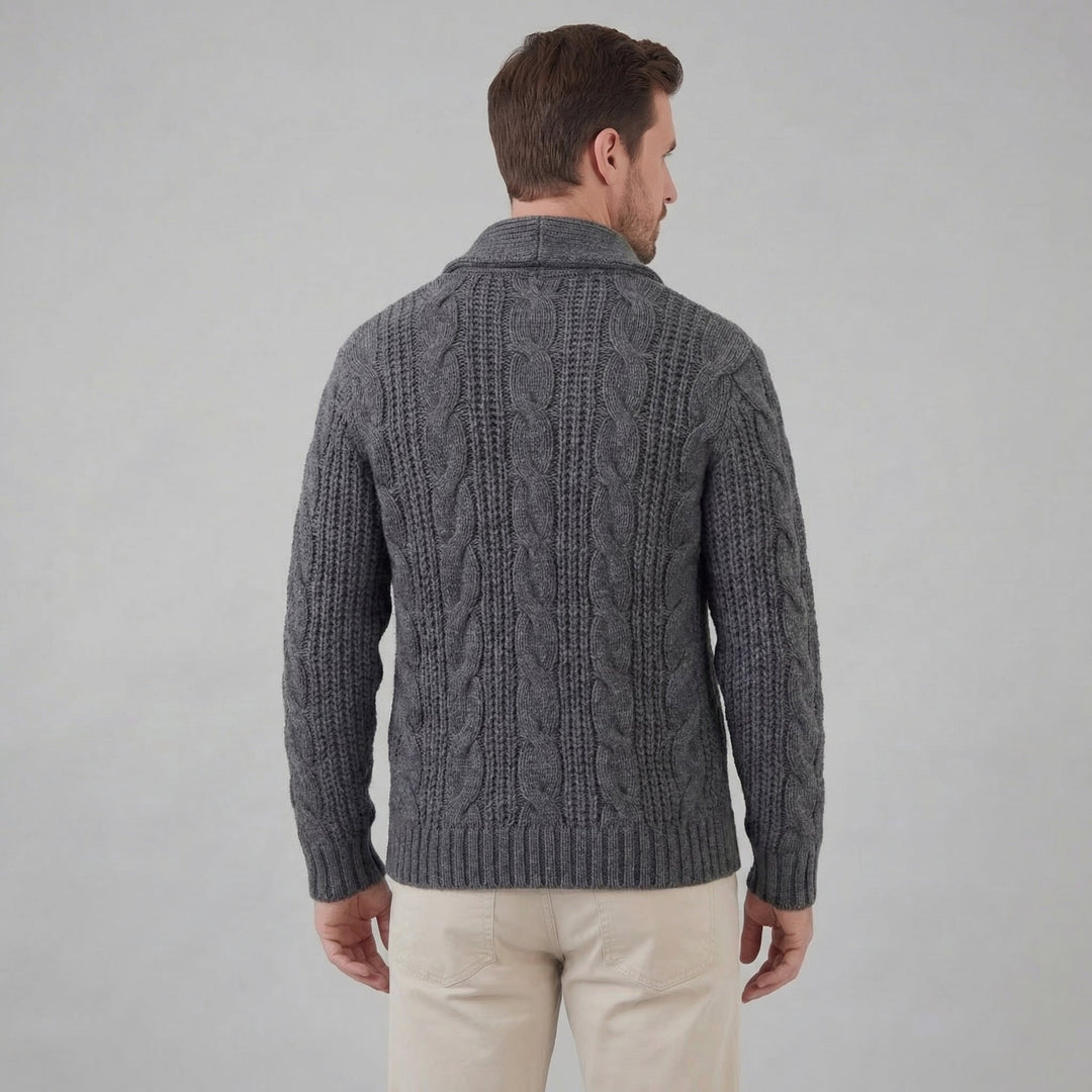 Graham | Men's Cable Knit Shawl Collar Cardigan