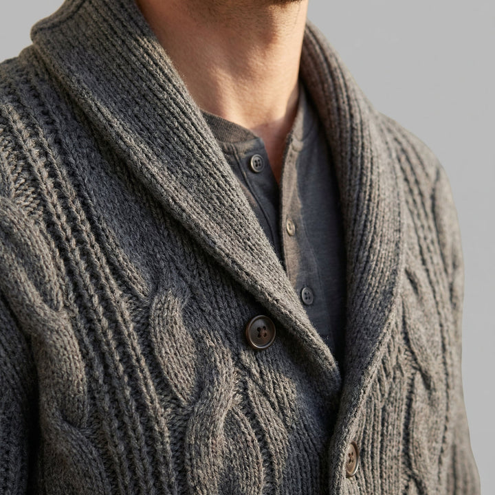 Graham | Men's Cable Knit Shawl Collar Cardigan