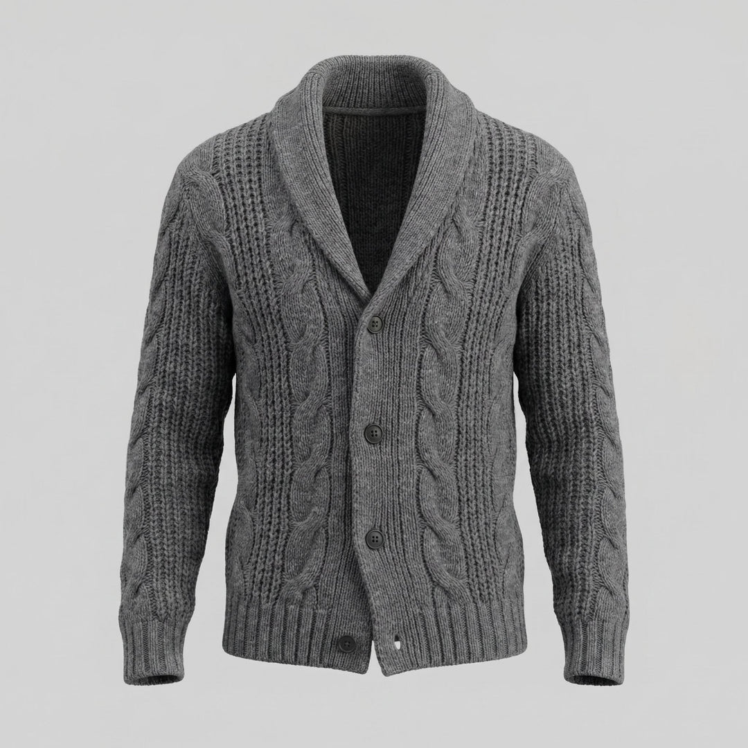 Graham | Men's Cable Knit Shawl Collar Cardigan