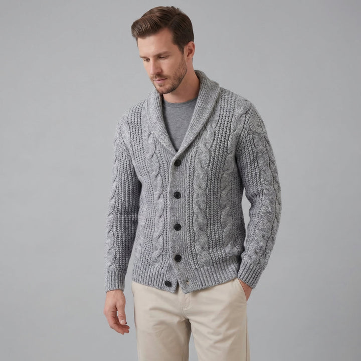 Graham | Men's Cable Knit Shawl Collar Cardigan