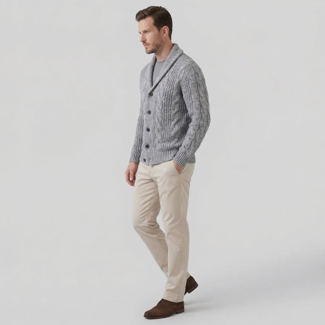 Graham | Men's Cable Knit Shawl Collar Cardigan