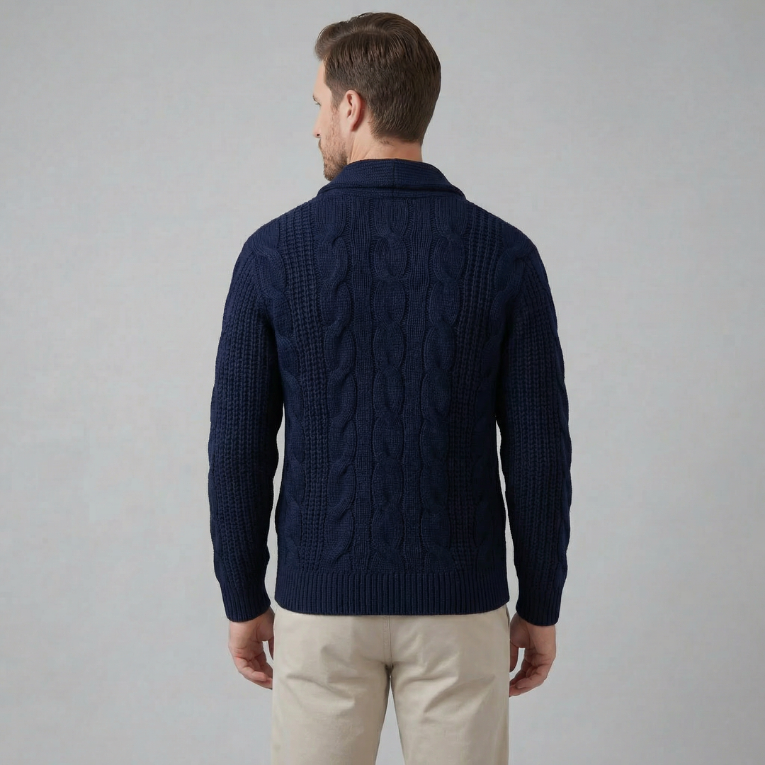 Graham | Men's Cable Knit Shawl Collar Cardigan