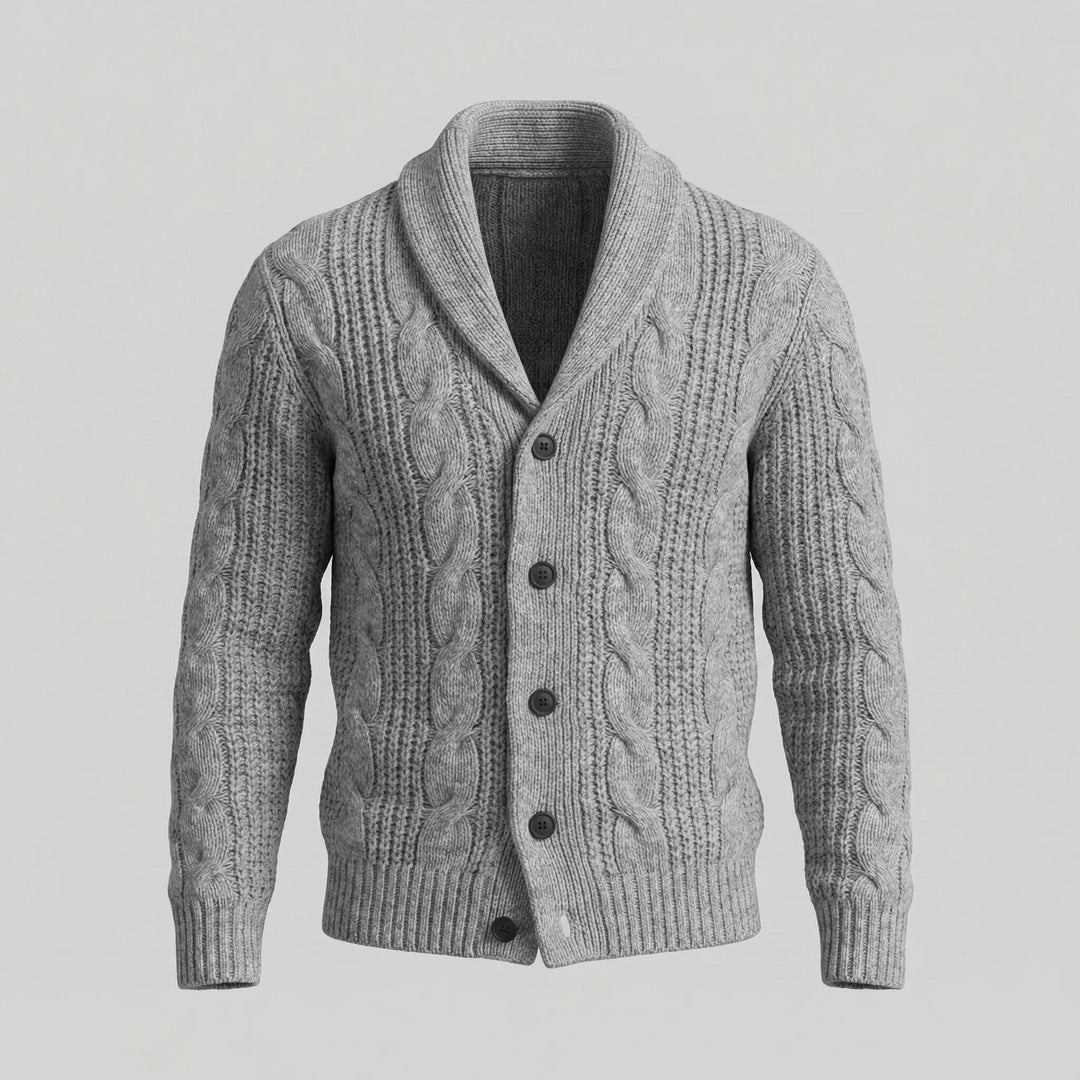 Graham | Men's Cable Knit Shawl Collar Cardigan