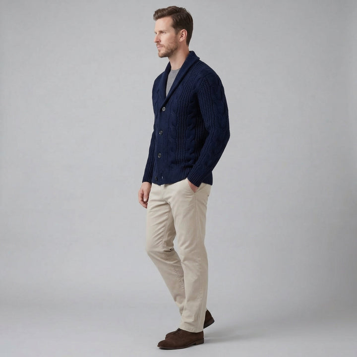 Graham | Men's Cable Knit Shawl Collar Cardigan