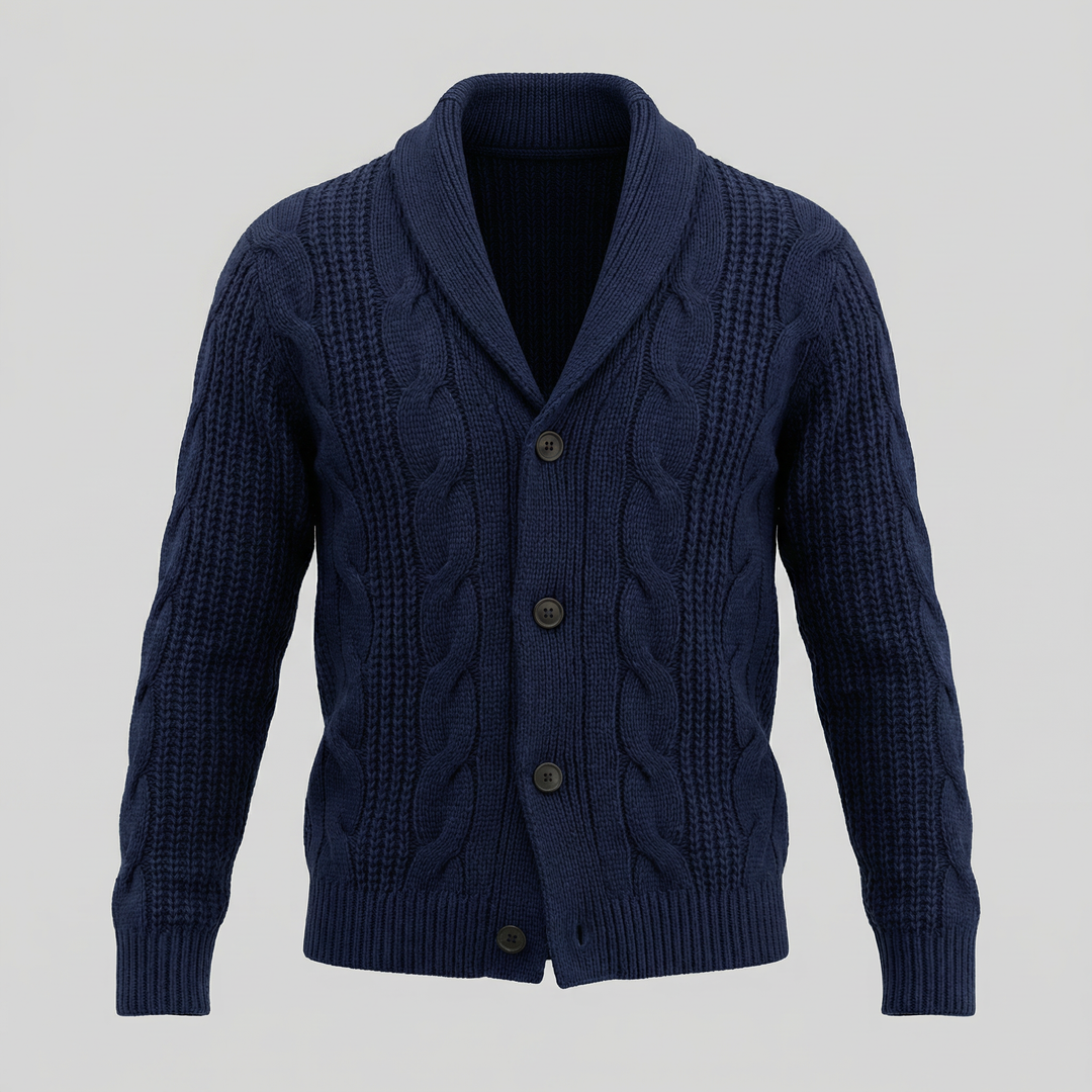 Graham | Men's Cable Knit Shawl Collar Cardigan