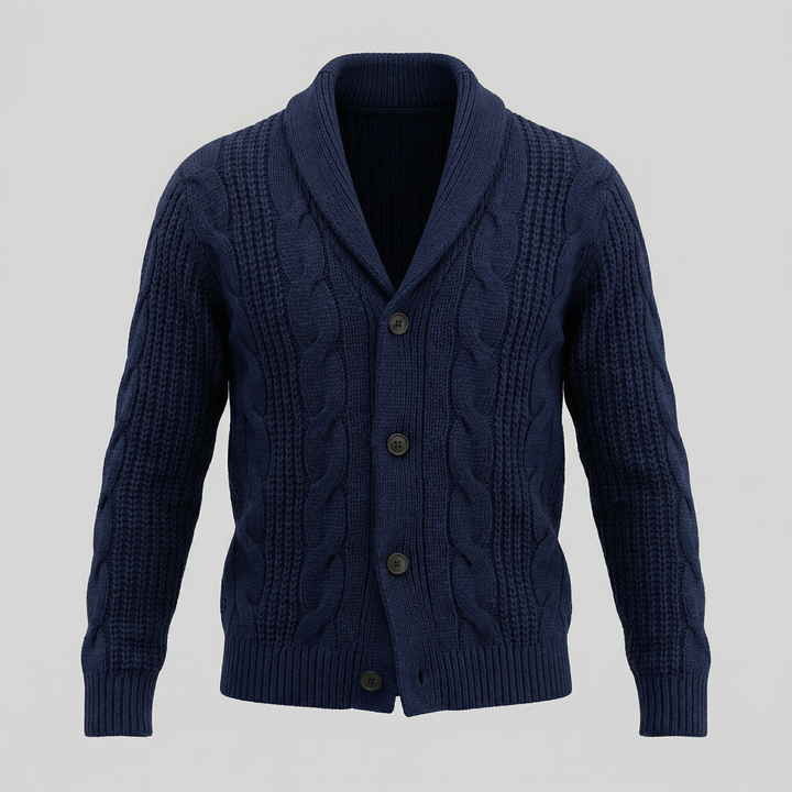 Graham | Men's Cable Knit Shawl Collar Cardigan