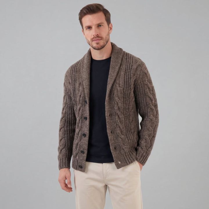 Graham | Men's Cable Knit Shawl Collar Cardigan