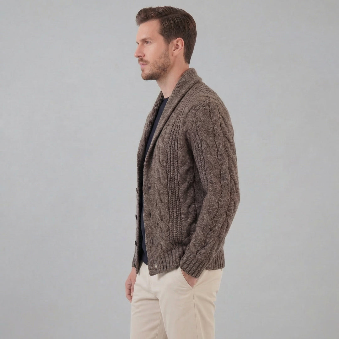 Graham | Men's Cable Knit Shawl Collar Cardigan