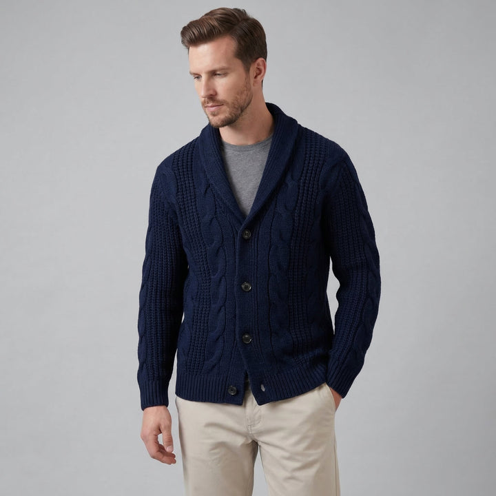 Graham | Men's Cable Knit Shawl Collar Cardigan
