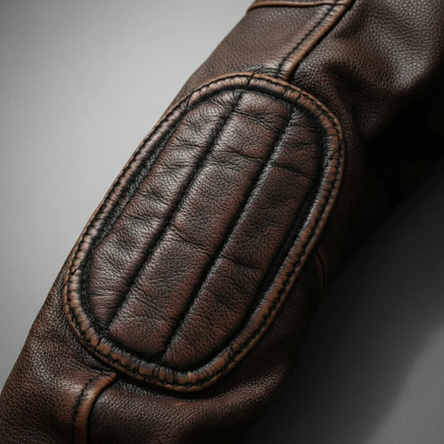 Silas | Men’s Faux Leather Biker Jacket with Padded Shoulders