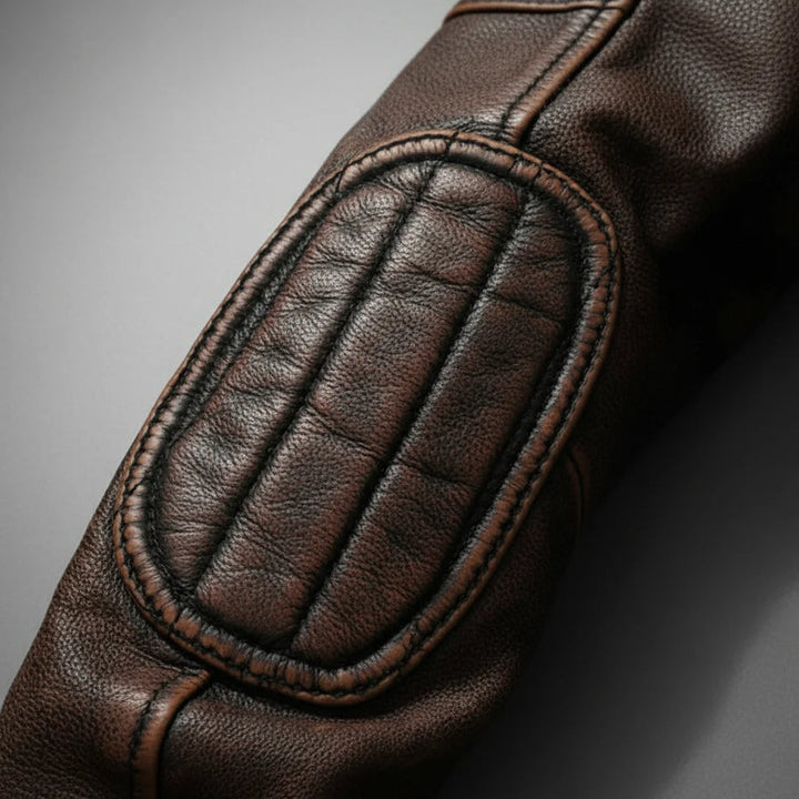 Silas | Men’s Faux Leather Biker Jacket with Padded Shoulders