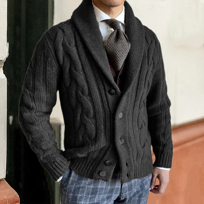 Rafferty | Men’s Chunky Cable Knit Shawl Collar Cardigan
