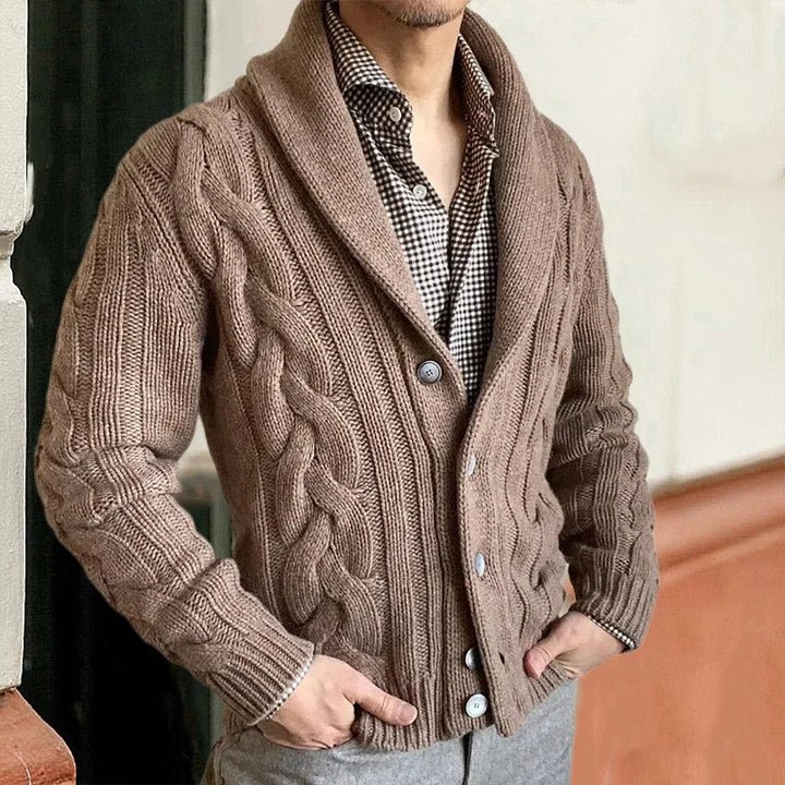 Rafferty | Men’s Chunky Cable Knit Shawl Collar Cardigan