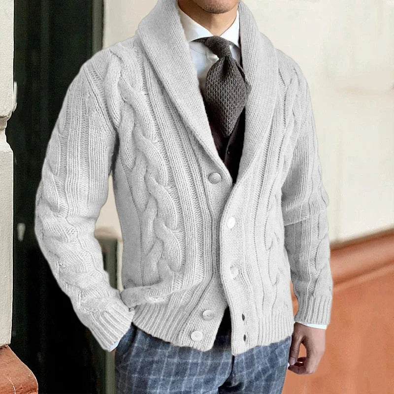 Rafferty | Men’s Chunky Cable Knit Shawl Collar Cardigan
