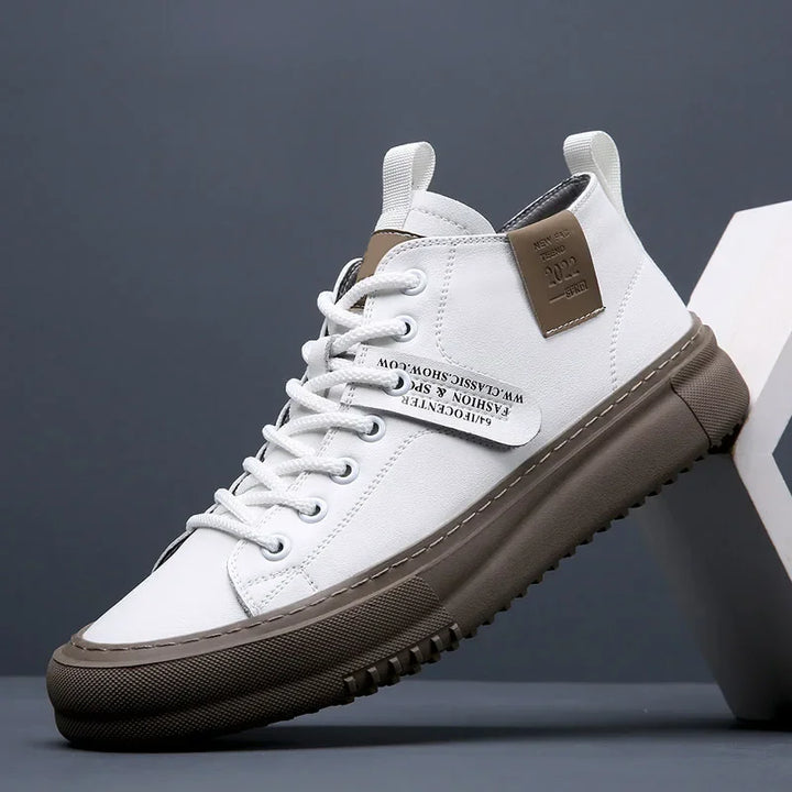 High Top Leather Lace Up Mens Sneakers - Streetwear Style