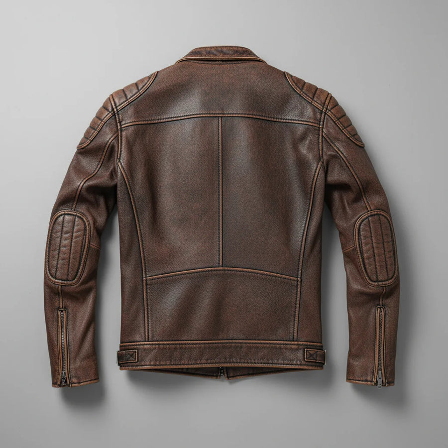 Silas | Men’s Faux Leather Biker Jacket with Padded Shoulders