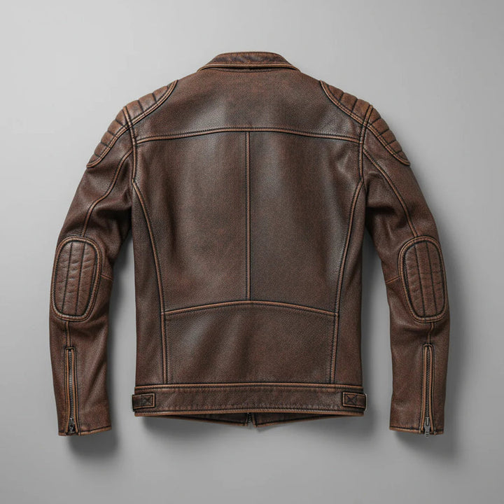 Silas | Men’s Faux Leather Biker Jacket with Padded Shoulders