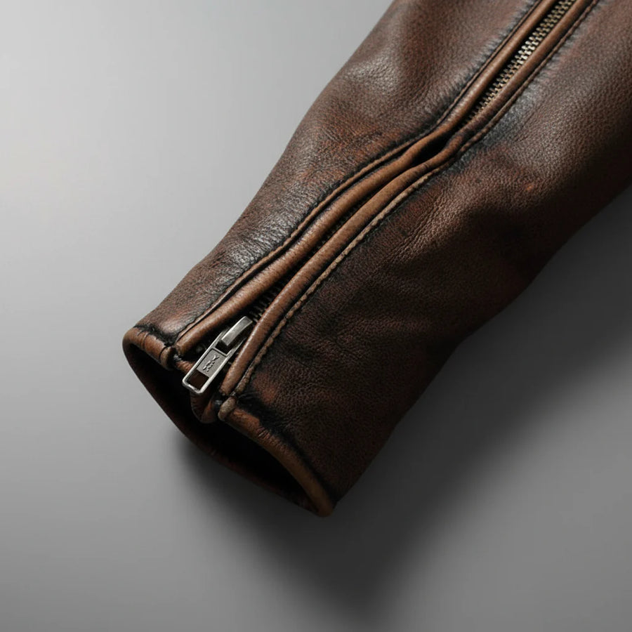 Silas | Men’s Faux Leather Biker Jacket with Padded Shoulders