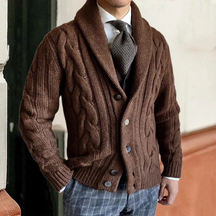 Rafferty | Men’s Chunky Cable Knit Shawl Collar Cardigan