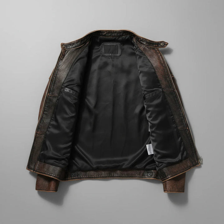 Silas | Men’s Faux Leather Biker Jacket with Padded Shoulders