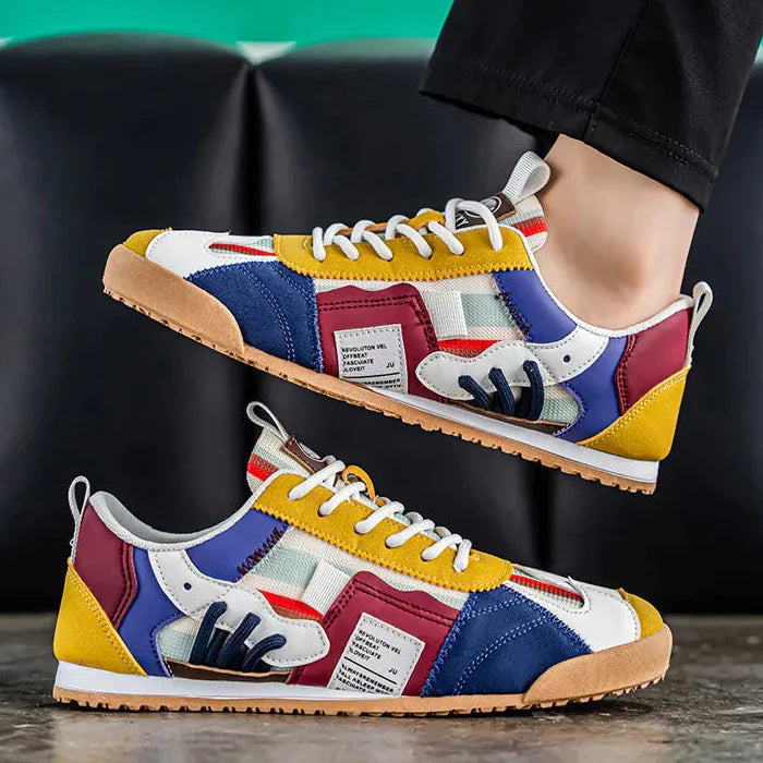 Patchwork Retro Low Top Mens Sneakers - Casual Streetwear