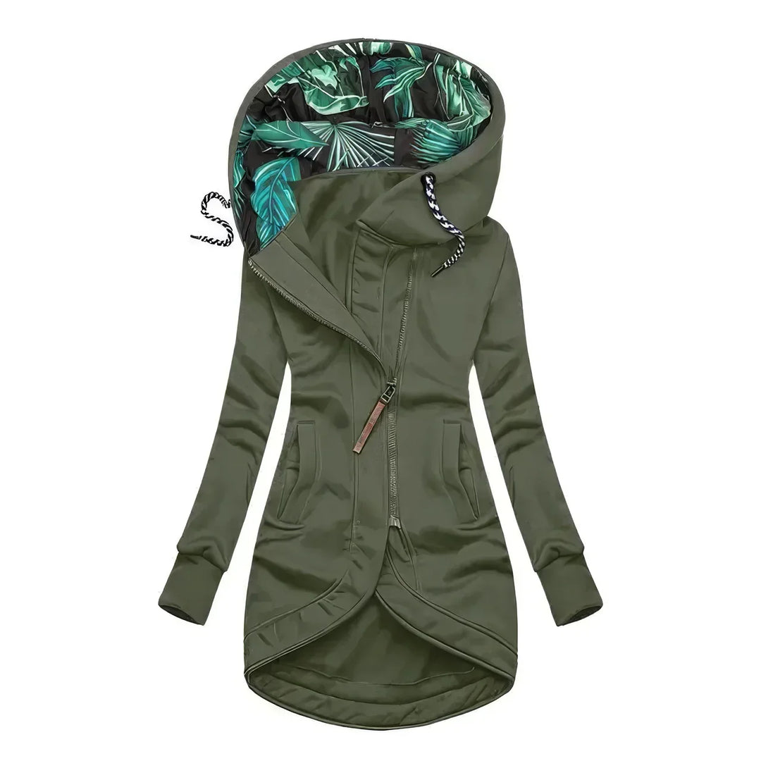 Cosima | Women's Hooded Zip-Front Jacket with Printed Contrast Lining