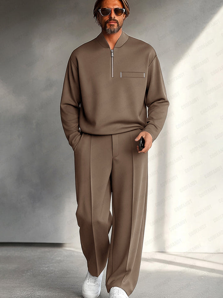 Percival | Men’s Half Zip Set with Wide Leg Pants