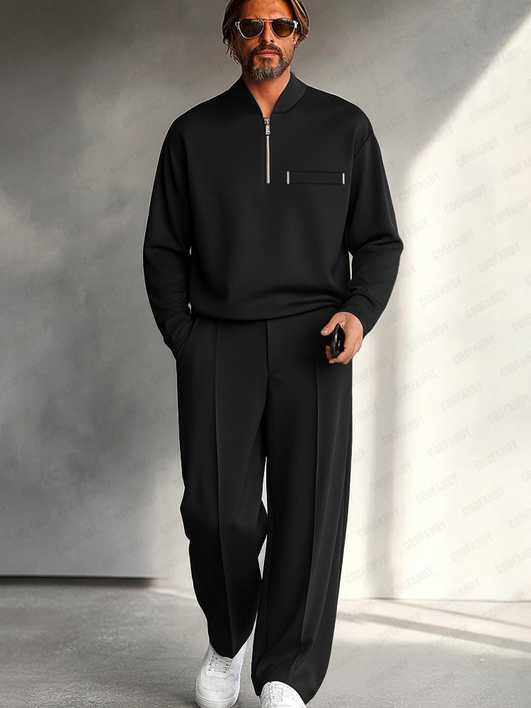 Percival | Men’s Half Zip Set with Wide Leg Pants