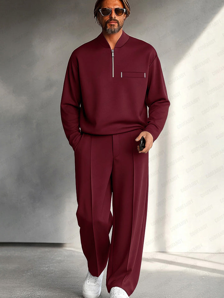 Percival | Men’s Half Zip Set with Wide Leg Pants
