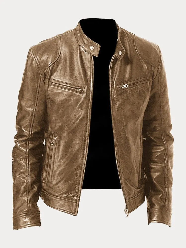 Rupert | Men’s Classic Motorcycle Jacket with Stand Collar