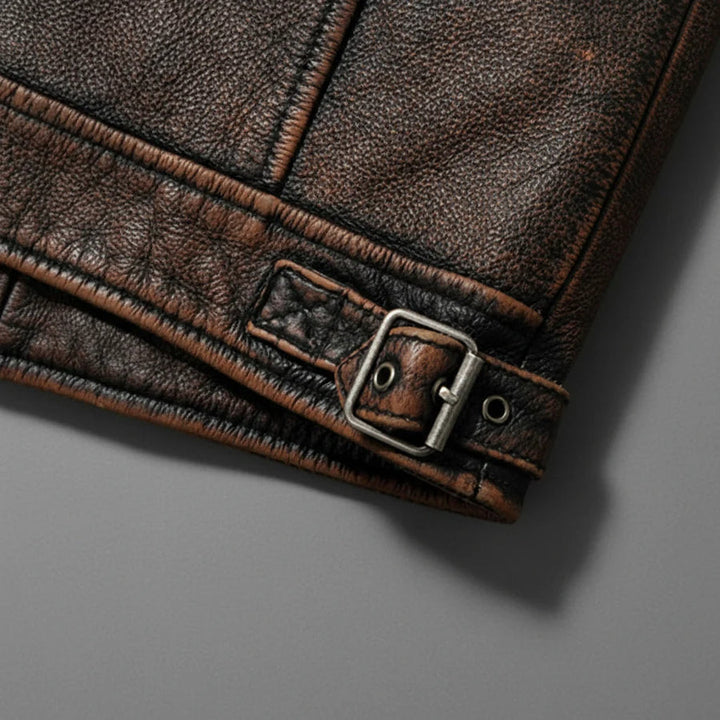 Silas | Men’s Faux Leather Biker Jacket with Padded Shoulders