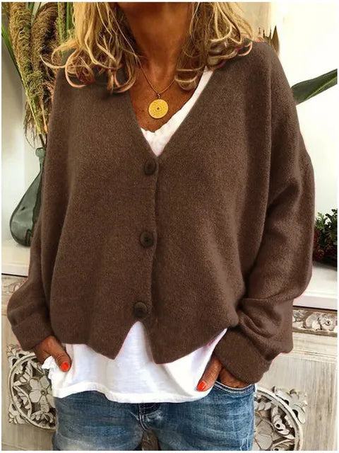 Marisol | Women’s Soft Knit V Neck Button Cardigan