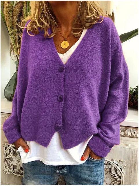 Marisol | Women’s Soft Knit V Neck Button Cardigan