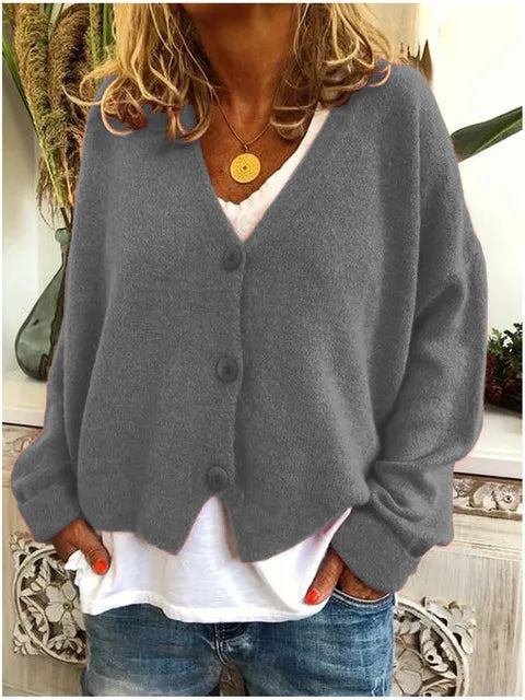 Marisol | Women’s Soft Knit V Neck Button Cardigan
