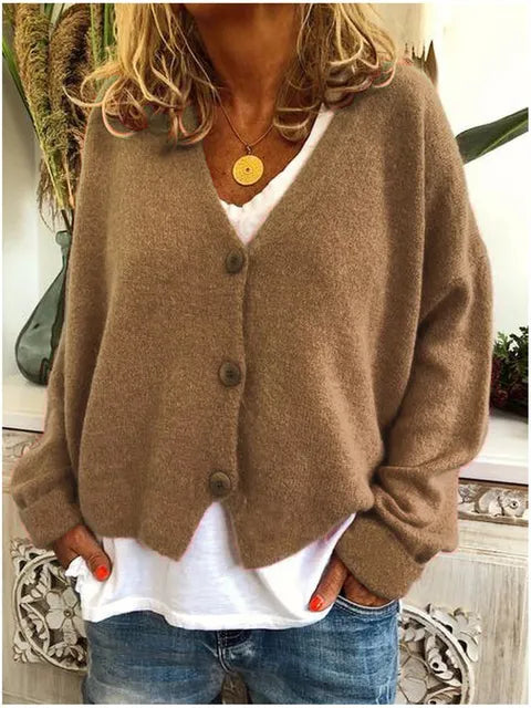 Marisol | Women’s Soft Knit V Neck Button Cardigan