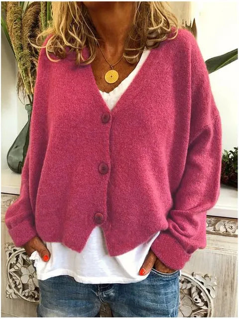 Marisol | Women’s Soft Knit V Neck Button Cardigan