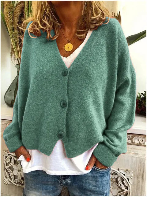 Marisol | Women’s Soft Knit V Neck Button Cardigan