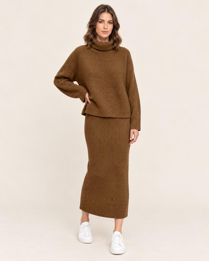Anneliese | Women’s Turtleneck Sweater Skirt Set