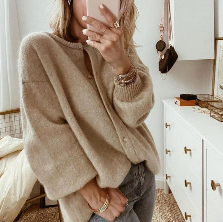 Elodie | Women’s Oversized Fluffy Knit Button Up Cardigan