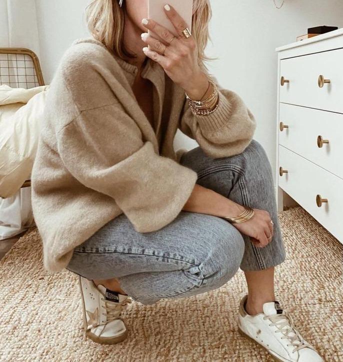 Elodie | Women’s Oversized Fluffy Knit Button Up Cardigan