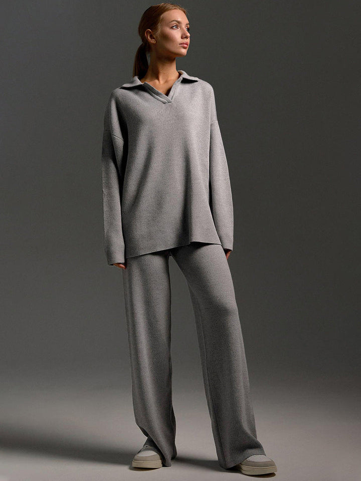 Imogen | Women’s Collared Sweater Pants Set