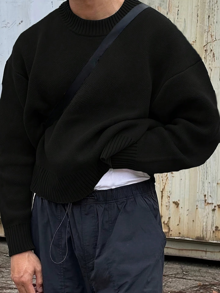 Ezra | Men's Ribbed Knit Crew Neck Sweater