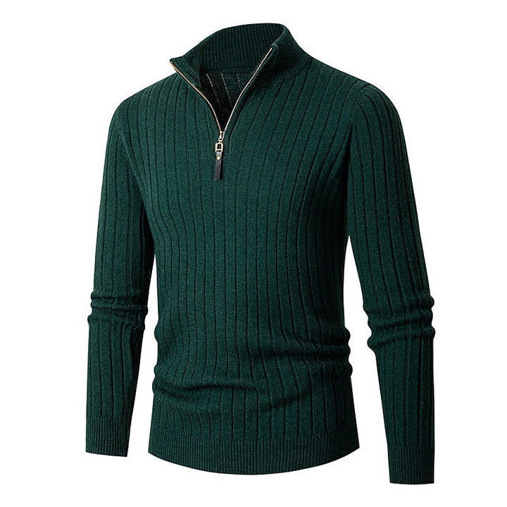 Gavin | Men's Ribbed Quarter-Zip Mock Neck Sweater