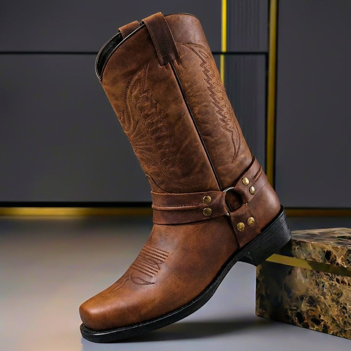 Hollis | Men’s Square Toe Leather Harness Boots