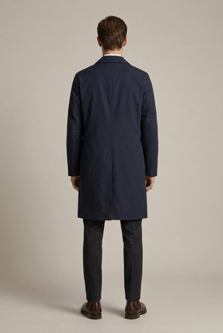 Silas | Men's Long Button-Front Trench Coat with Spread Collar